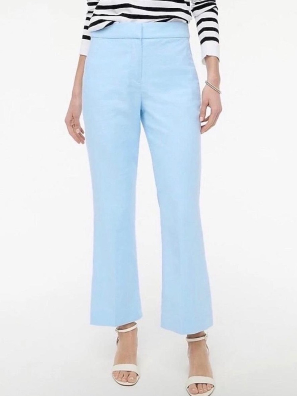 J. Crew Light Blue Kelsey Cropped Flare Linen Blend Pants